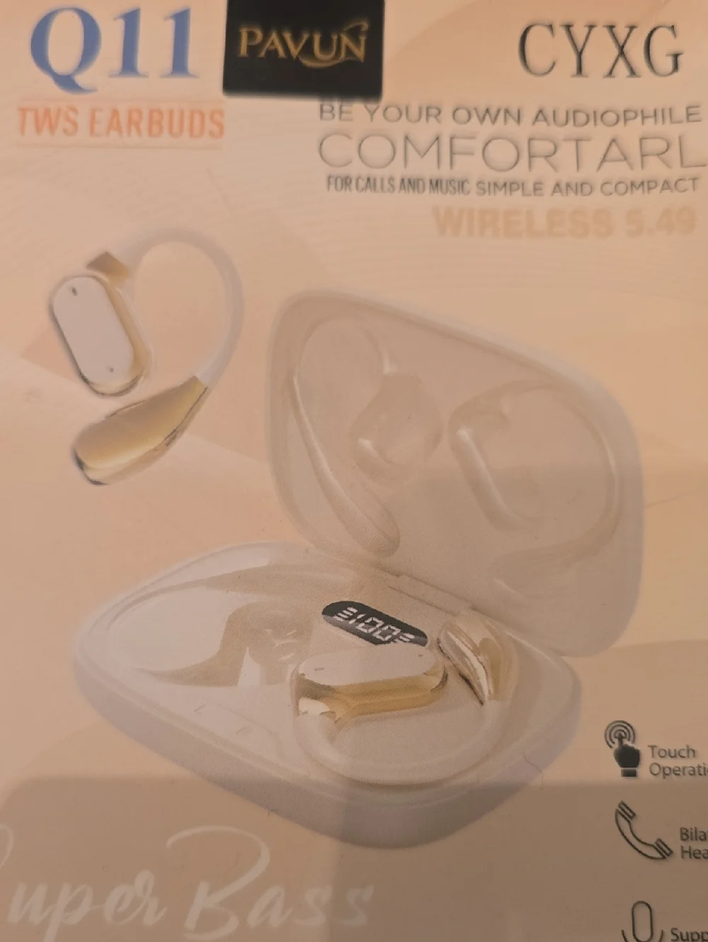 Pavun Q11 CYXG White & Gold TWS Wireless Earbuds